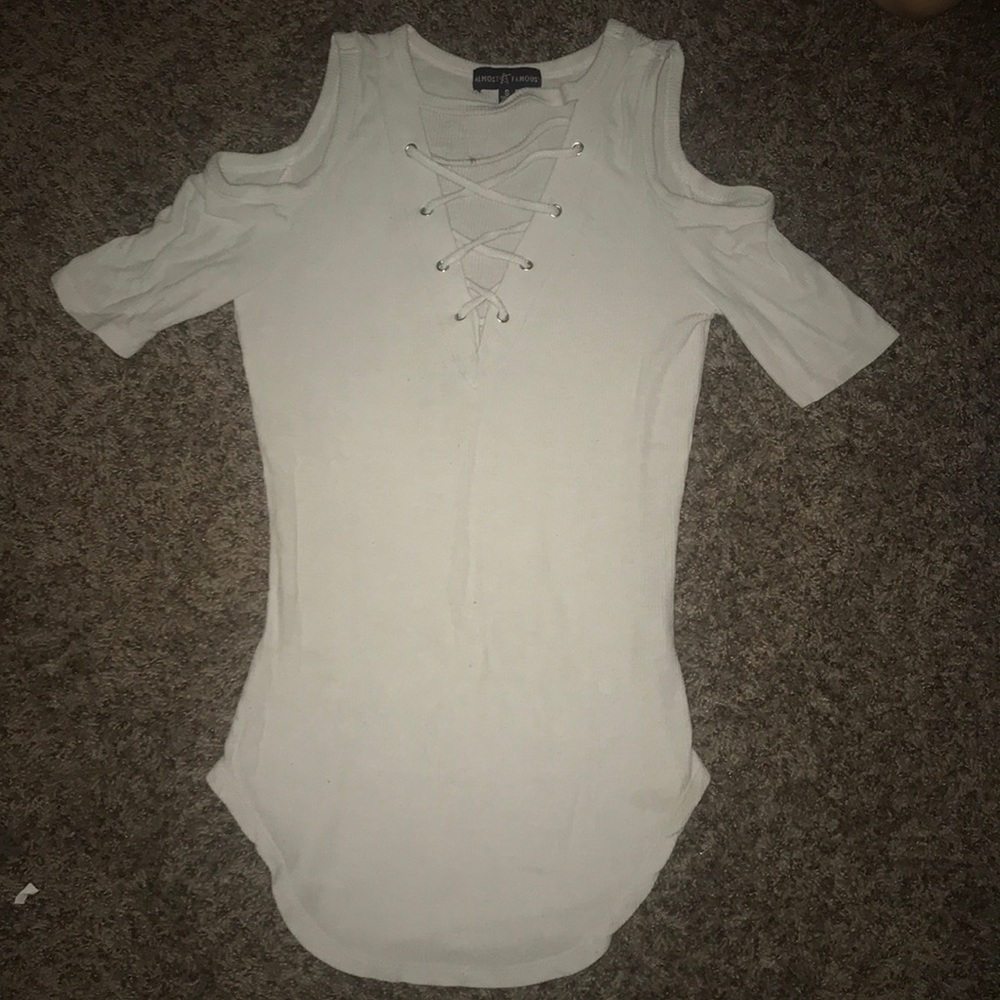 White laced up body suit